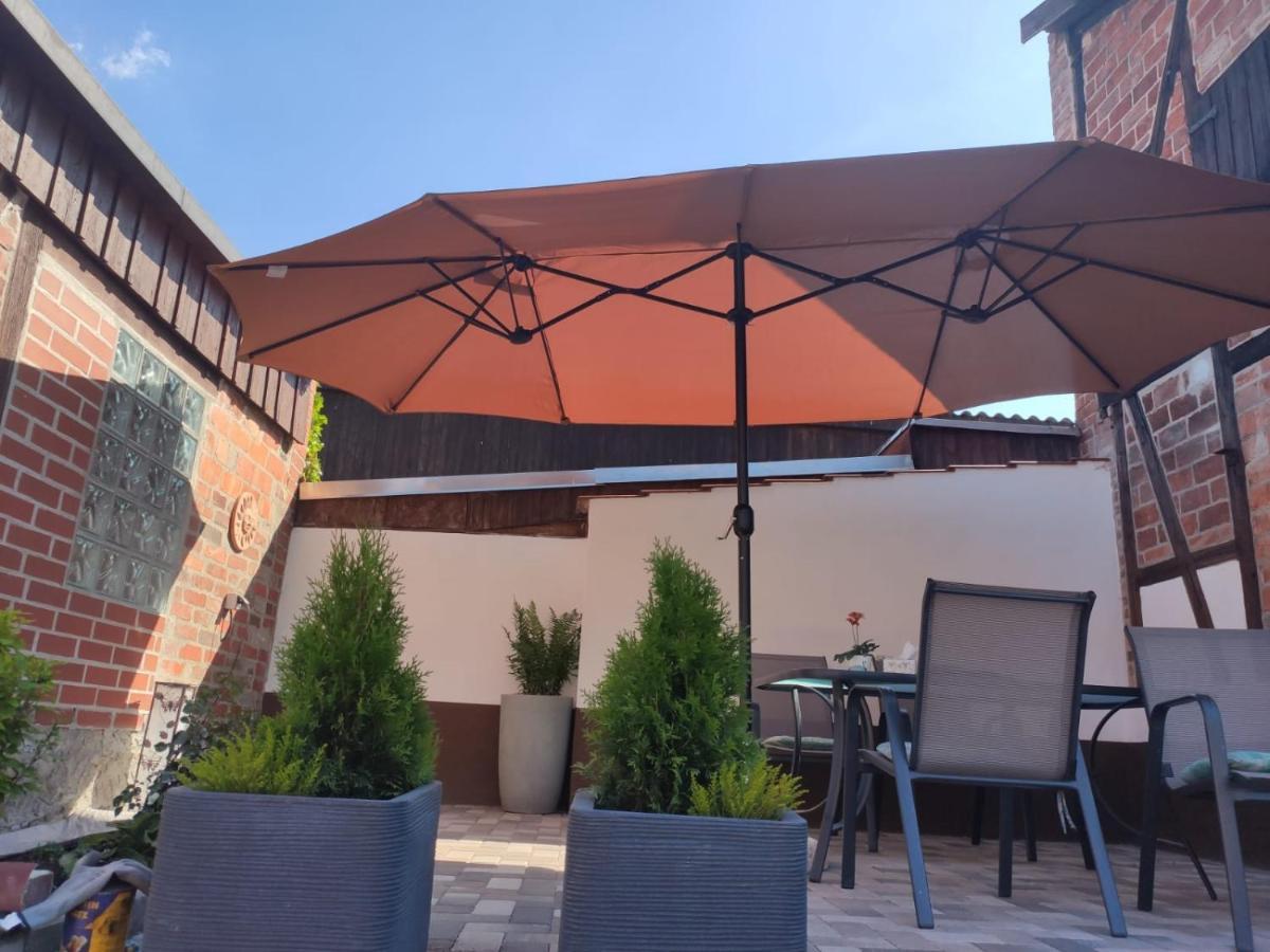 Ferienhaus Blaue Blume mit 11 kW Ladestation, Kamin, Terrasse, eingezäuntem Garten, WLAN, Netflix, Hunde willkommen! Güntersberge Exterior foto
